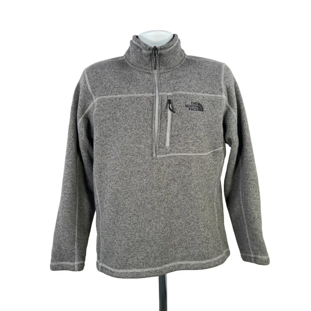 The North Face Men's Gray Gordon Lyons 1/4 Zip Fleece Pullover Jacket - M